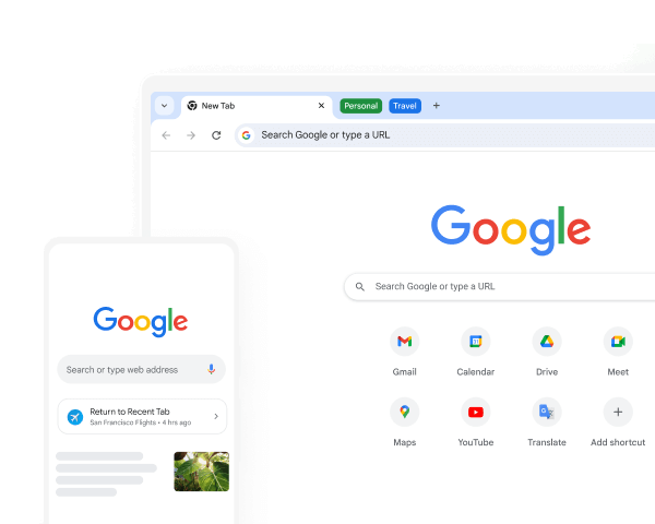 Chrome desktop and mobile side-by-side
